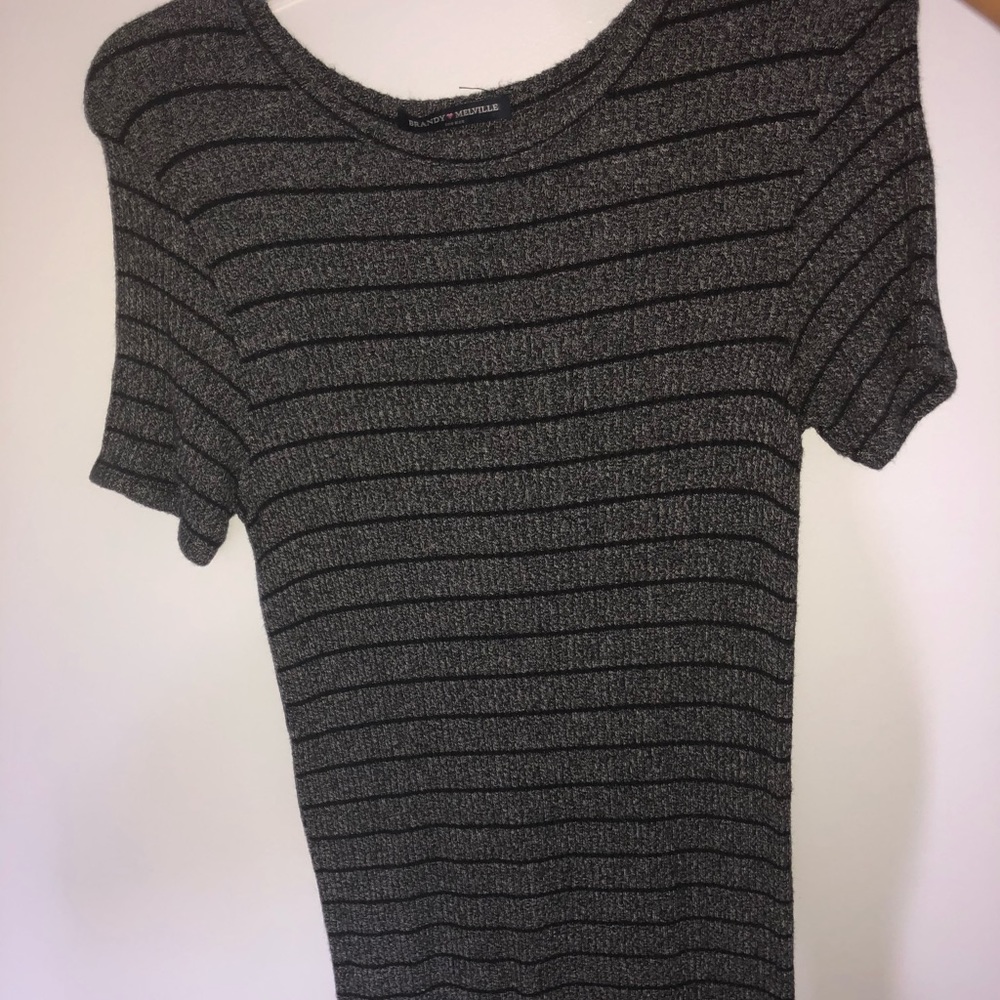 Vintage Brandy Melville Gray Striped T-Shirt Dress